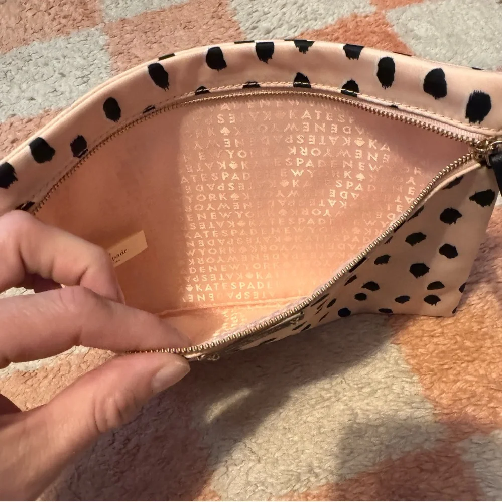 Kate Spade Black and Cream Polka Dot Pouch